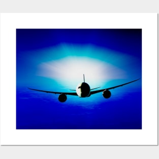 Boeing 787 - Heavy Commercial Passenger Jet Airliner — Sun Glare Posters and Art